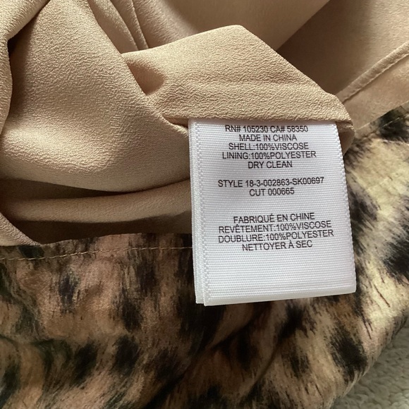 Joie Ornica Leopard Handkerchief Asymmetric Ruched Skirt Brown Tan Black Sz 8 - Picture 12 of 13